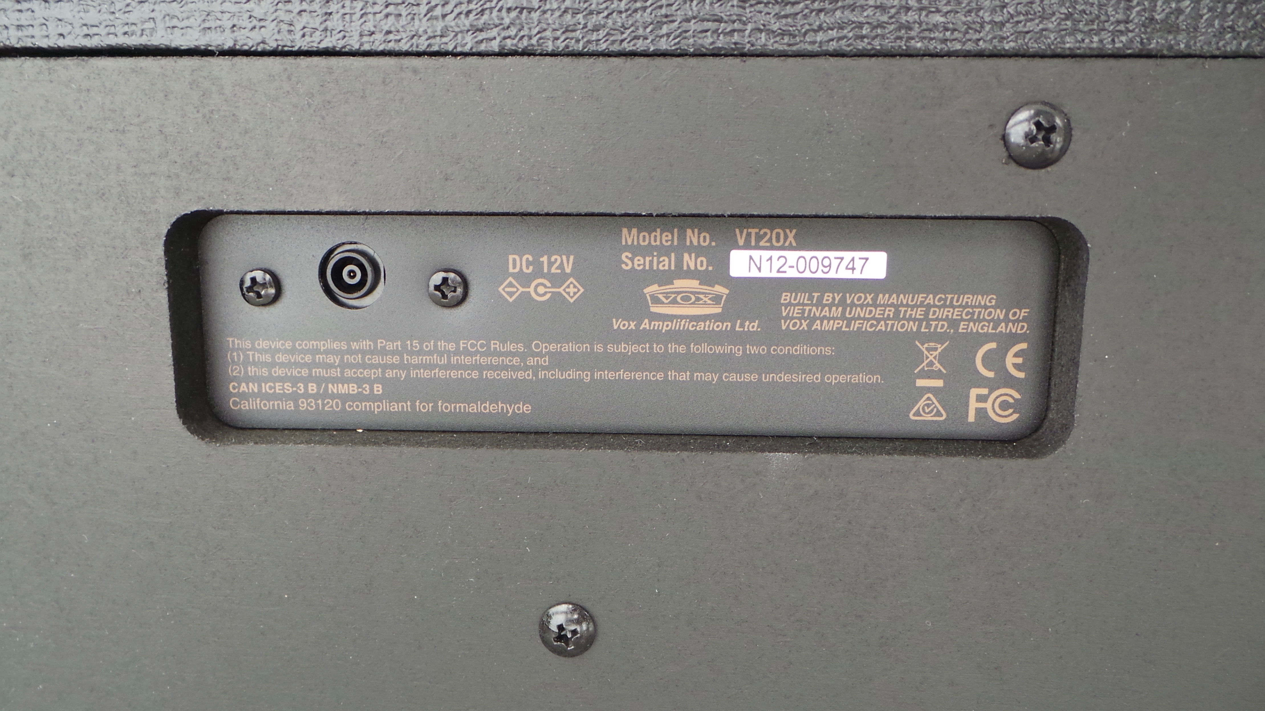 Vox VT20X : 3 VT20X Arri&egrave;re