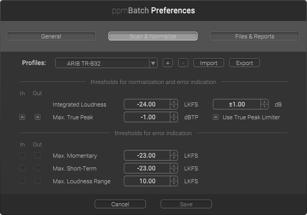 ppmbatch settings scannormalize