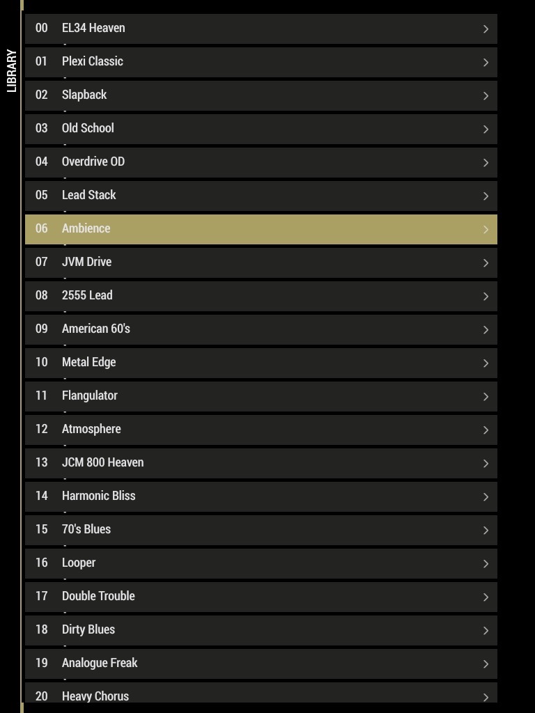 Marshall Code 25 : A2 App. Choix des presets