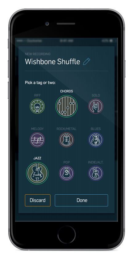 wiretap recording name and tag dialog