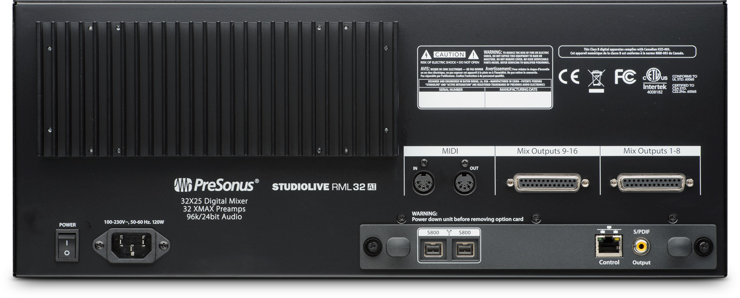 PreSonus StudioLive RML32AI : presonus studiolive rml32ai back 1