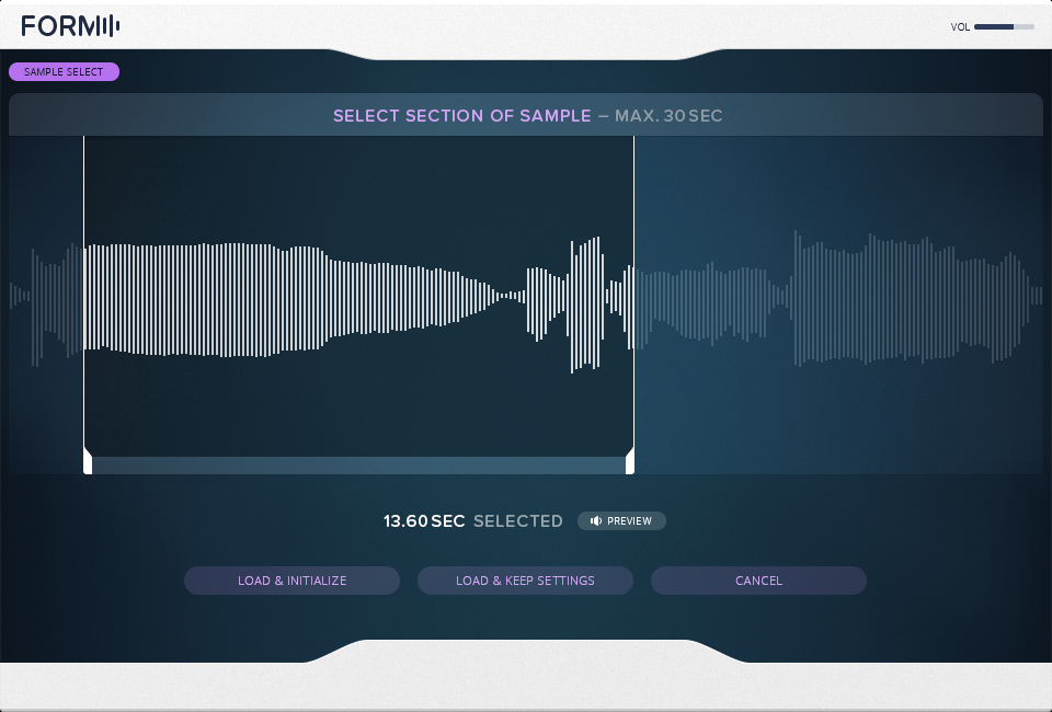 Native Instruments Form : NI FORM screenshot SampleSelect