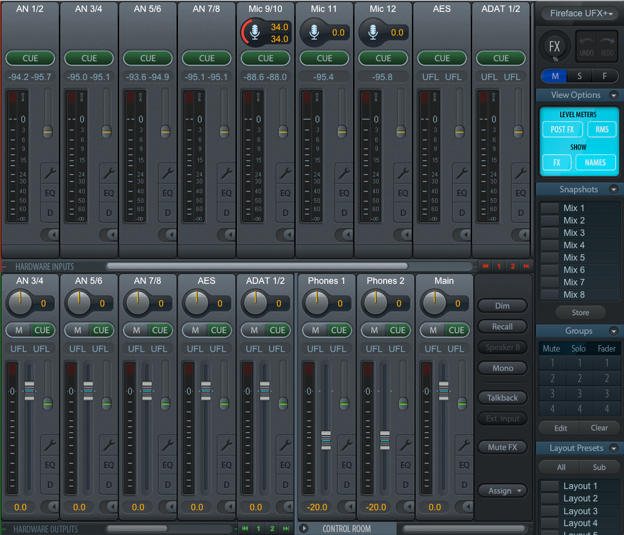 RME Audio Fireface UFX+ : easy mode