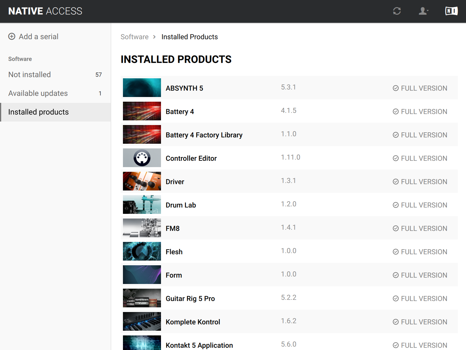 Native Instruments Komplete 11 Ultimate : nativeaccess