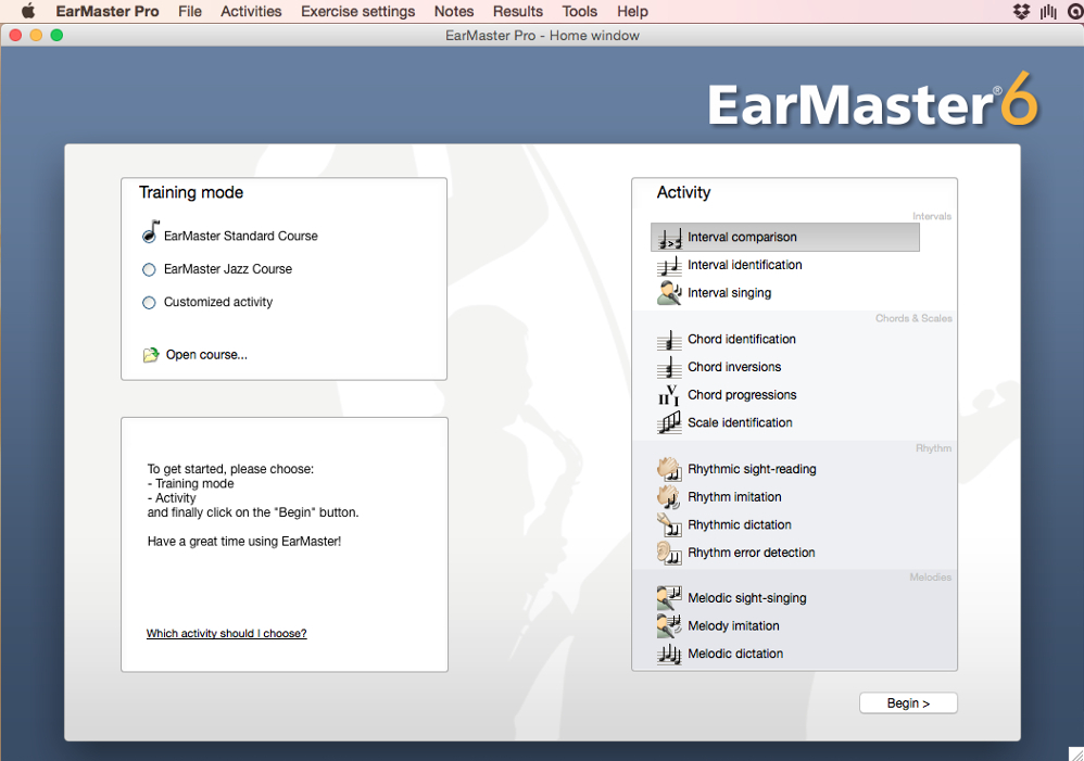 EarMaster6 home window