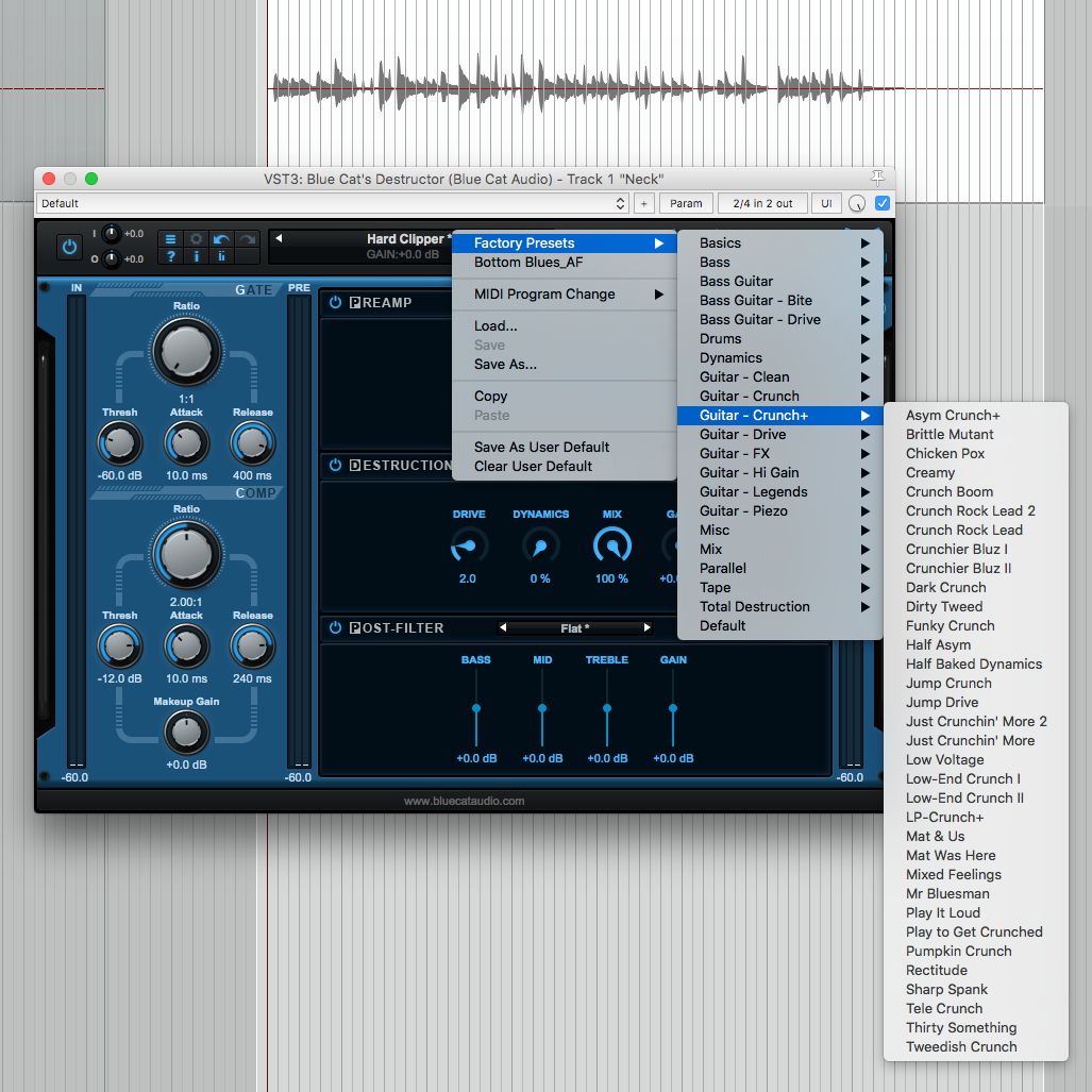 Blue Cat Audio Destructor : Presets
