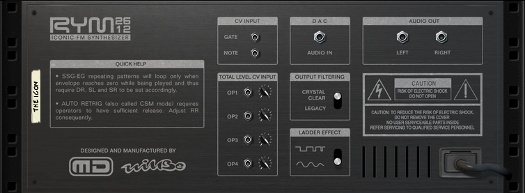 MD (Mathieu Demange) RYM2612 Iconic FM Synthesizer : MD Rear