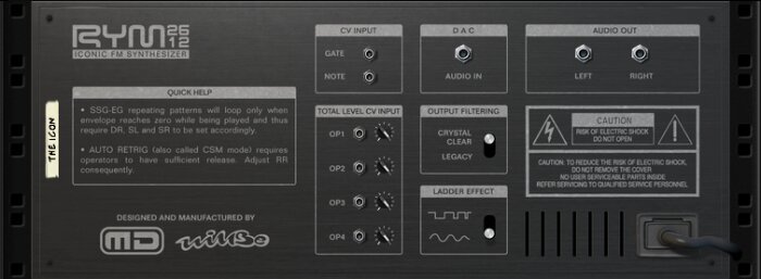 MD (Mathieu Demange) RYM2612 Iconic FM Synthesizer : MD Rear MD (Mathieu Demange) RYM2612 Iconic FM Synthesizer : MD Rear