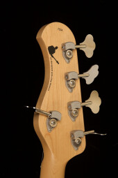 Sadowsky Vintage Single Cut Bass Back of Headstock 998x1500