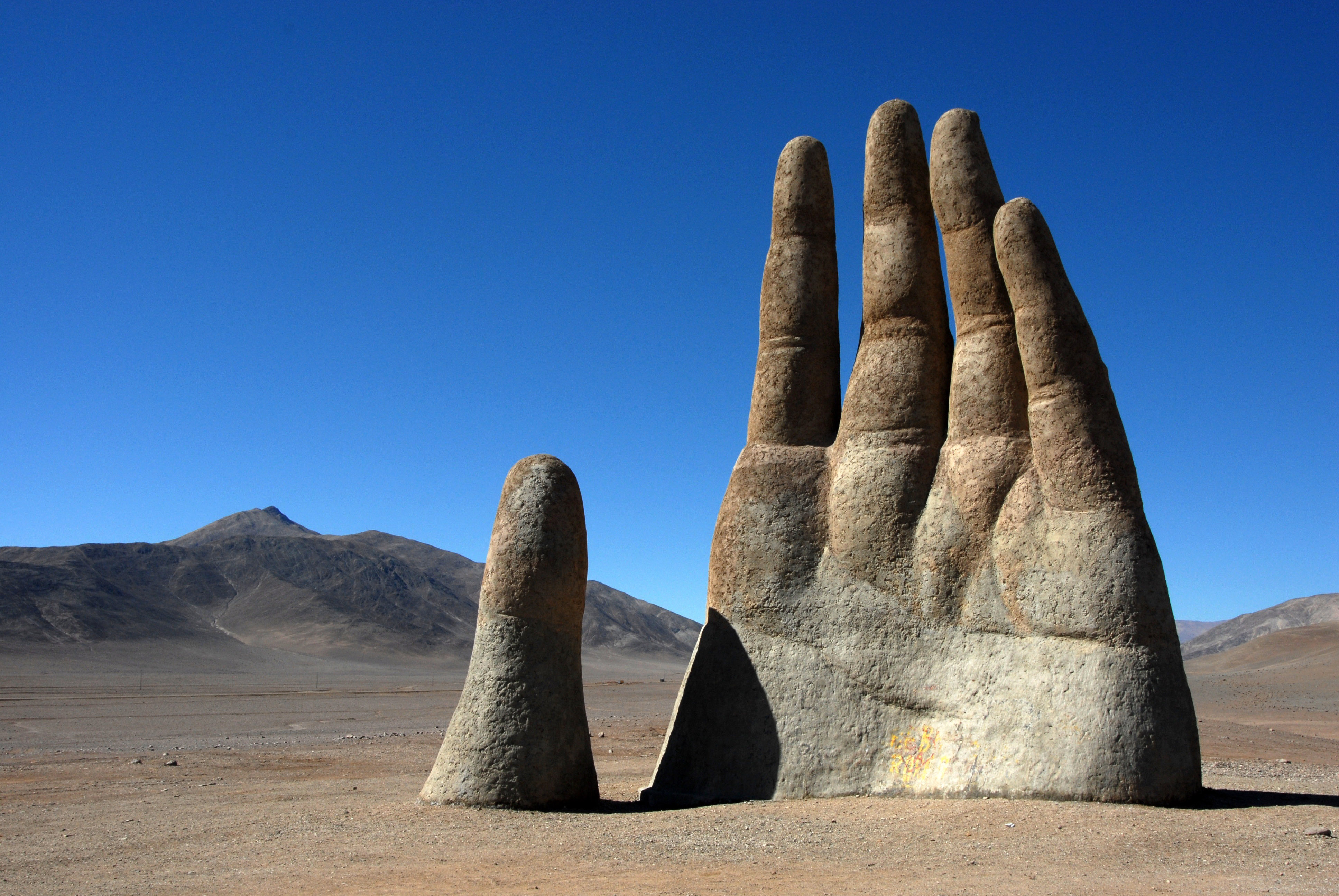 Hand in the atacama desert chile
