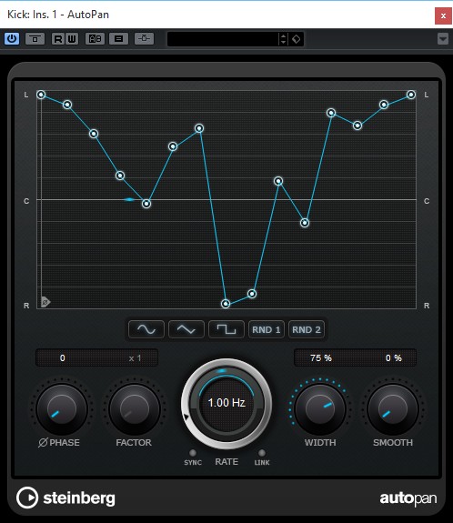 Steinberg Cubase Pro 9 : autopan