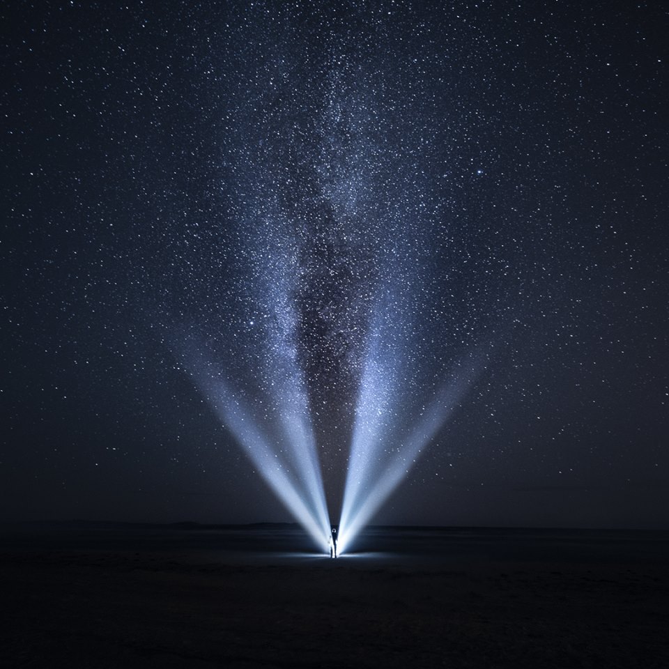 Stranger, a pitch black night in Yyteri, Finland.