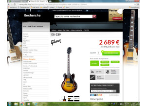 Ma Gibson ES339 VSB prix dec 2015