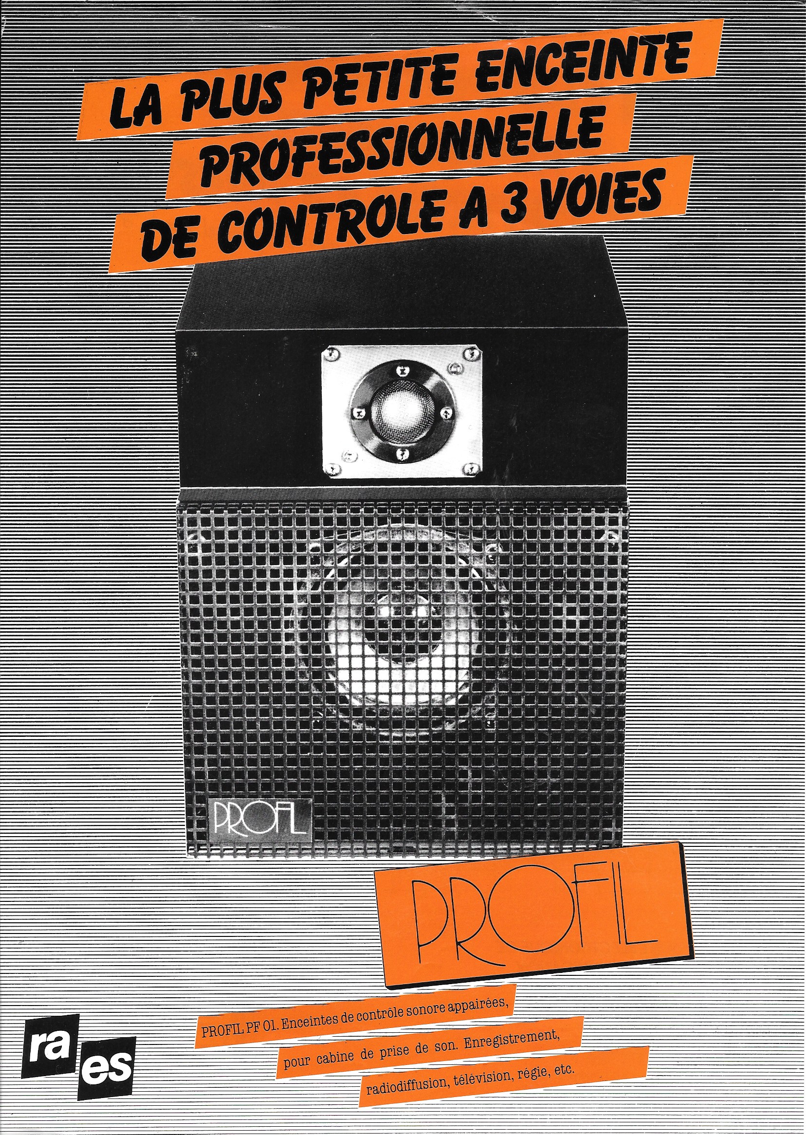 Vends enceintes de contrôle 3 voies Profil PF 01.