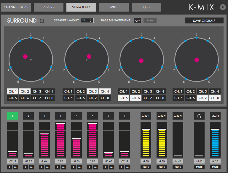 Keith McMillen Instruments K-Mix : Gestion du surround dans l'&eacute;diteur K-Mix