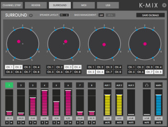 Keith McMillen Instruments K-Mix : Gestion du surround dans l'éditeur K-Mix