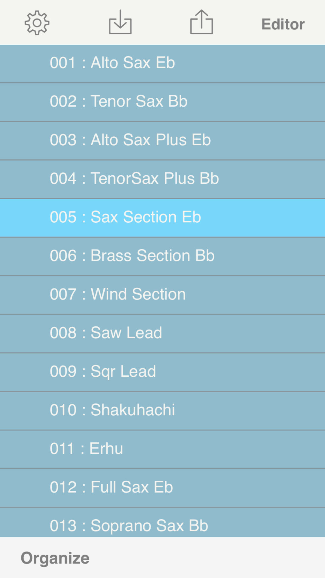 Roland AE 10 App Photo1 Lib tonelist