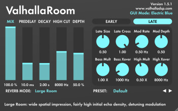 Valhalla DSP ValhallaRoom : ValhallaRoomElectricBlue Valhalla DSP ValhallaRoom : ValhallaRoomElectricBlue