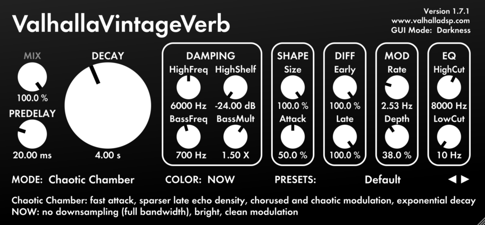 Valhalla DSP ValhallaVintageVerb : VintageVerb171 960x446