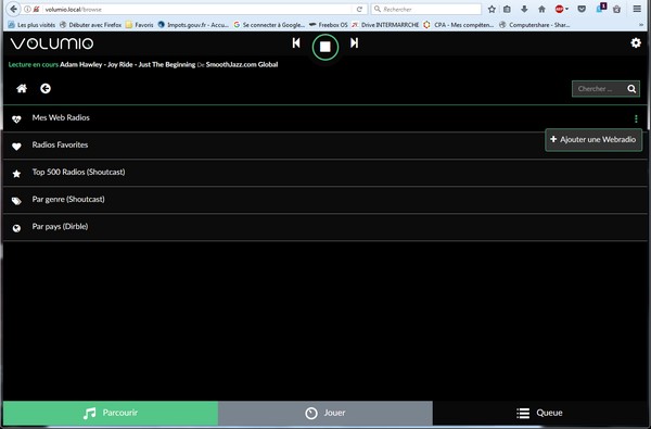 Volumio Page 2.3 Add Web Radio