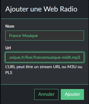 Volumio Page 2.6 Add infos France Musique