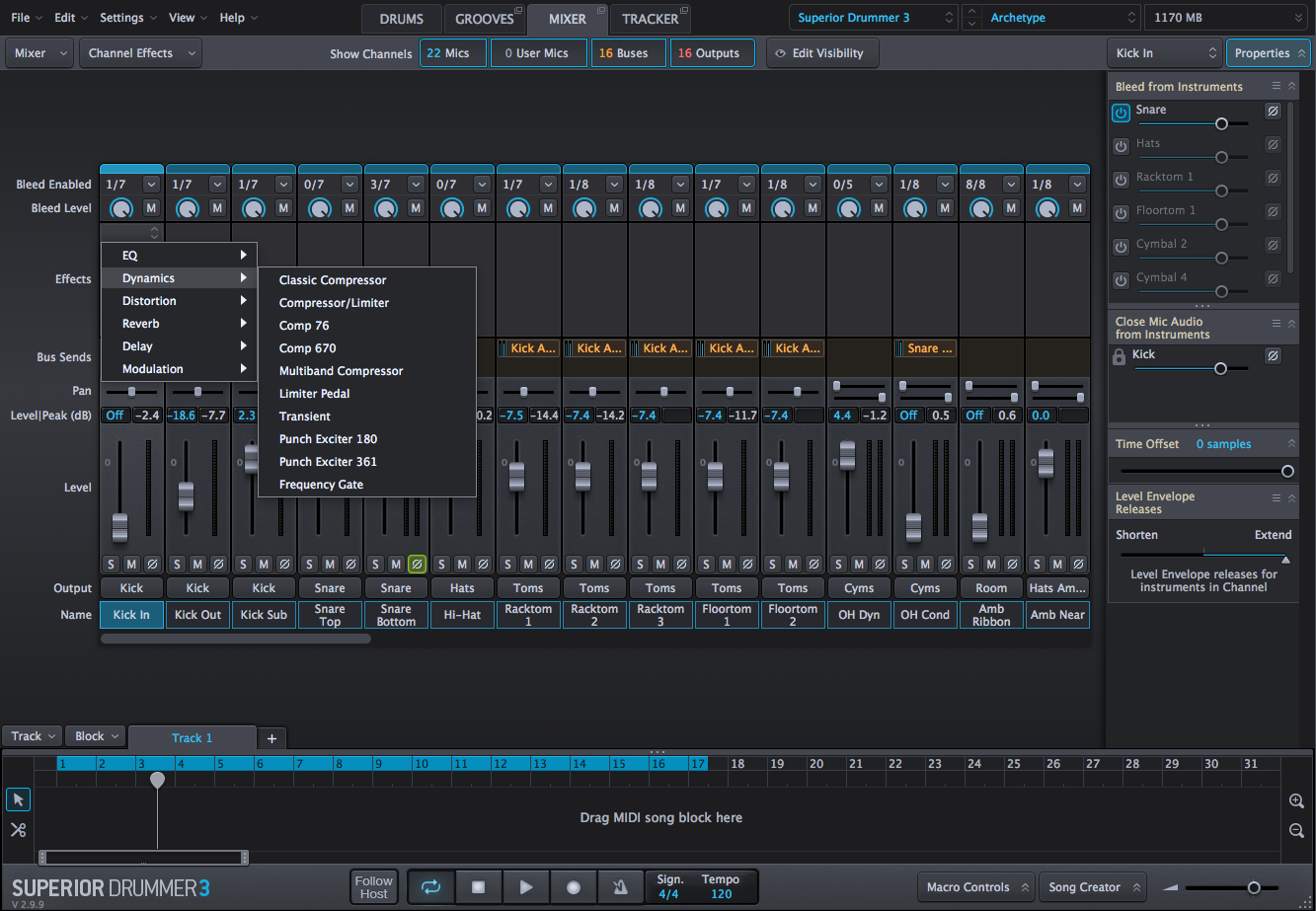 Toontrack Superior Drummer 3 : mixer