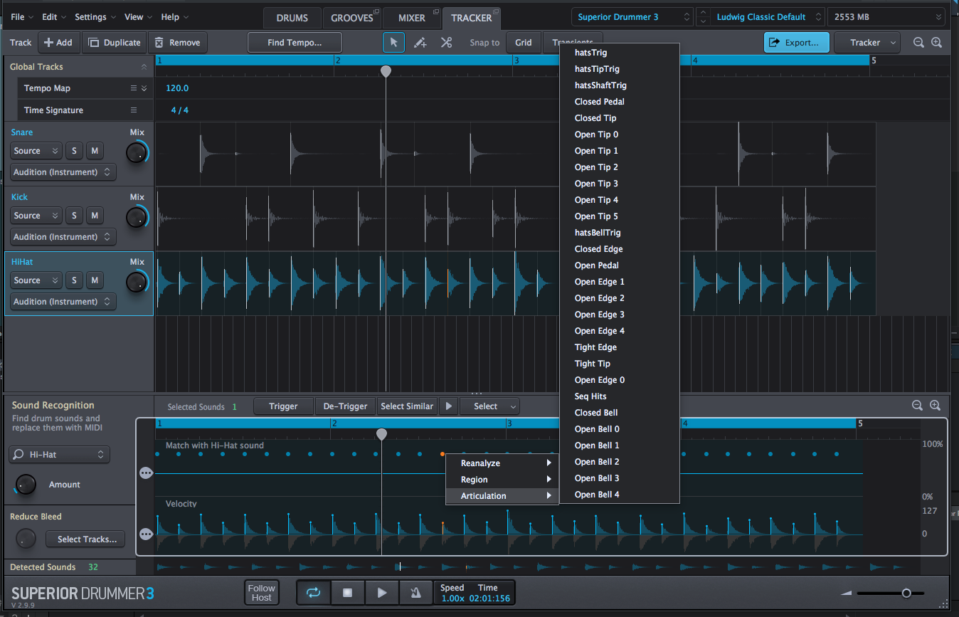 Toontrack Superior Drummer 3 : tracker