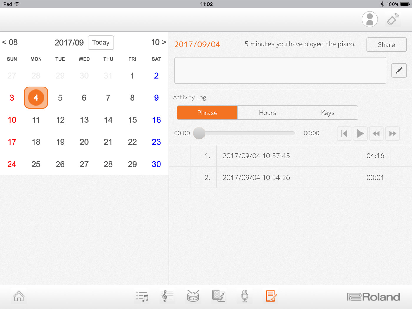 Roland Piano Partner 2 : 10 Diary 1 gal