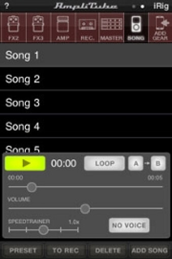 AmpliTube 2.2 for iPhone - Songs