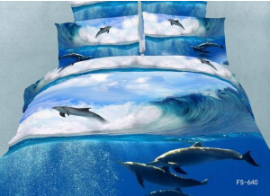 3D Blue literie dauphin aqua Ensemble douillette roi queen housse de couette lit couvre lit dans  640x640