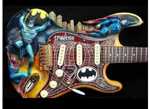 Batman Spider man and Superman guitar