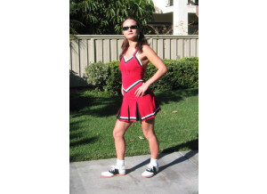 red cheerleader dress white socks socks black willits saddle shoes shoes 400