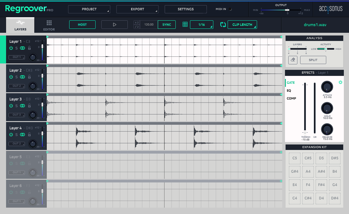 Accusonus Regroover Pro : layers