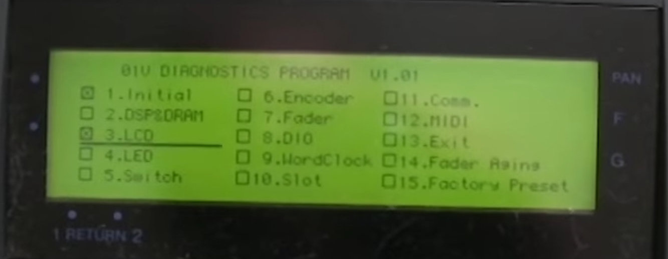01v écran diagnostique