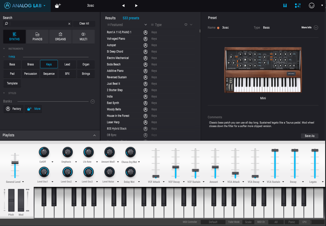 Arturia V Collection 6 : analoglab