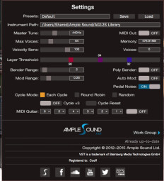 Ample Sound Ample Guitar Full Bundle : Settings Ample Sound Ample Guitar Full Bundle : Settings