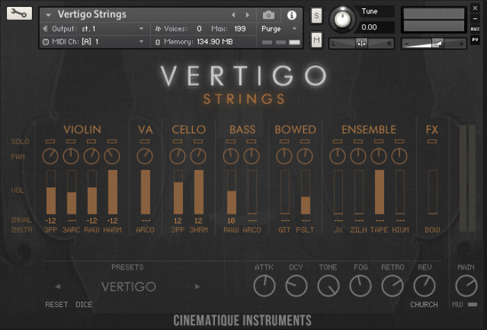vertigo strings