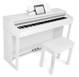 The One Music Group The ONE Smart Piano : Piano White Bench