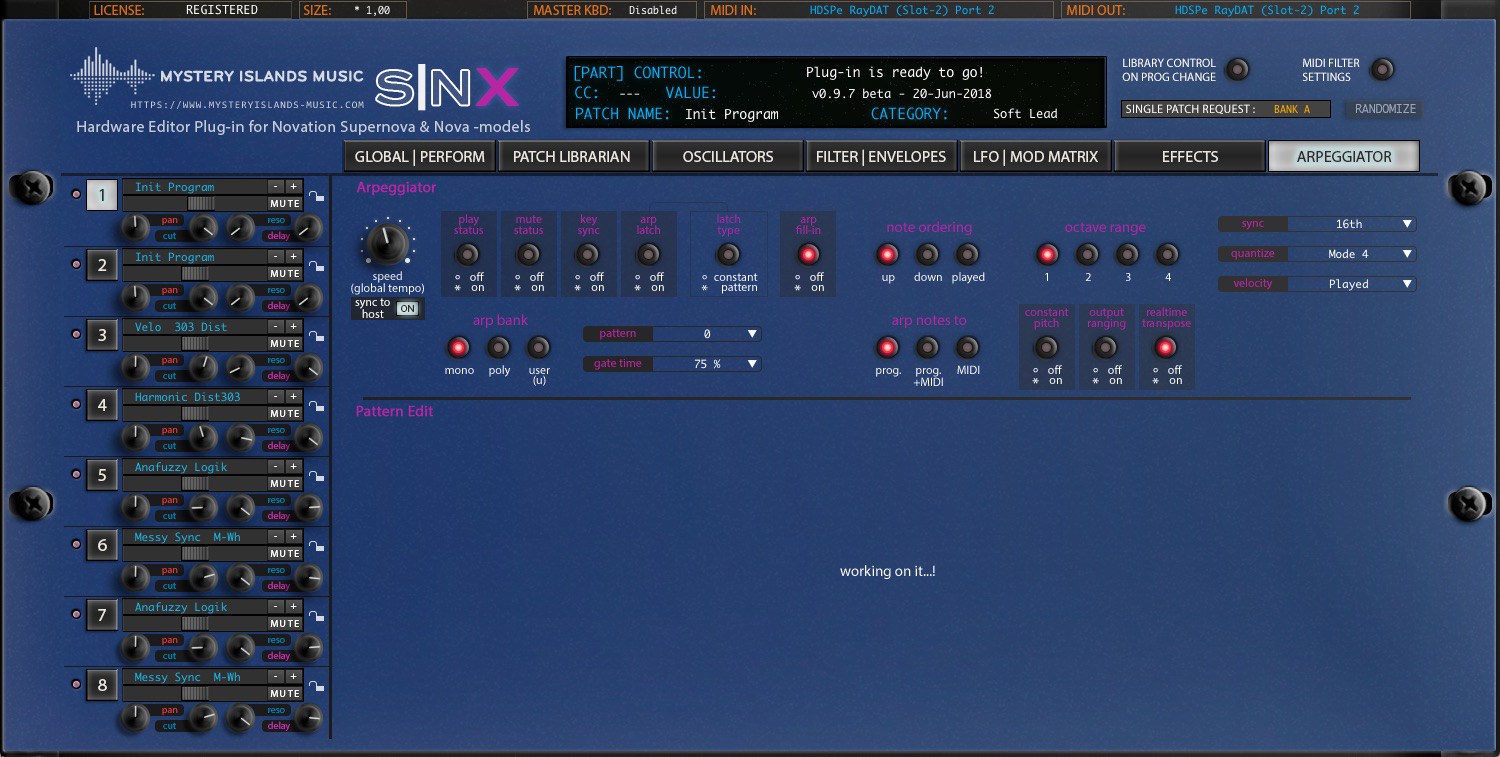 Mystery Islands Music Novation SNX Librarian Editor : novation snx arpeggiator