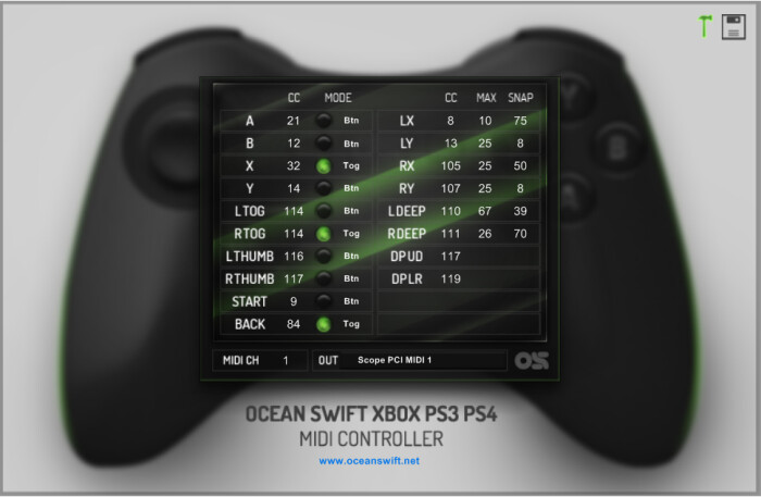 Ocean Swift Synthesis Xbox360 and PS3/PS4 MIDI Control v2 : image  1