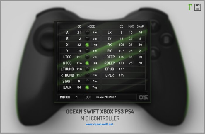 Ocean Swift Synthesis Xbox360 and PS3/PS4 MIDI Control v2 : image 1 Ocean Swift Synthesis Xbox360 and PS3/PS4 MIDI Control v2 : image 1