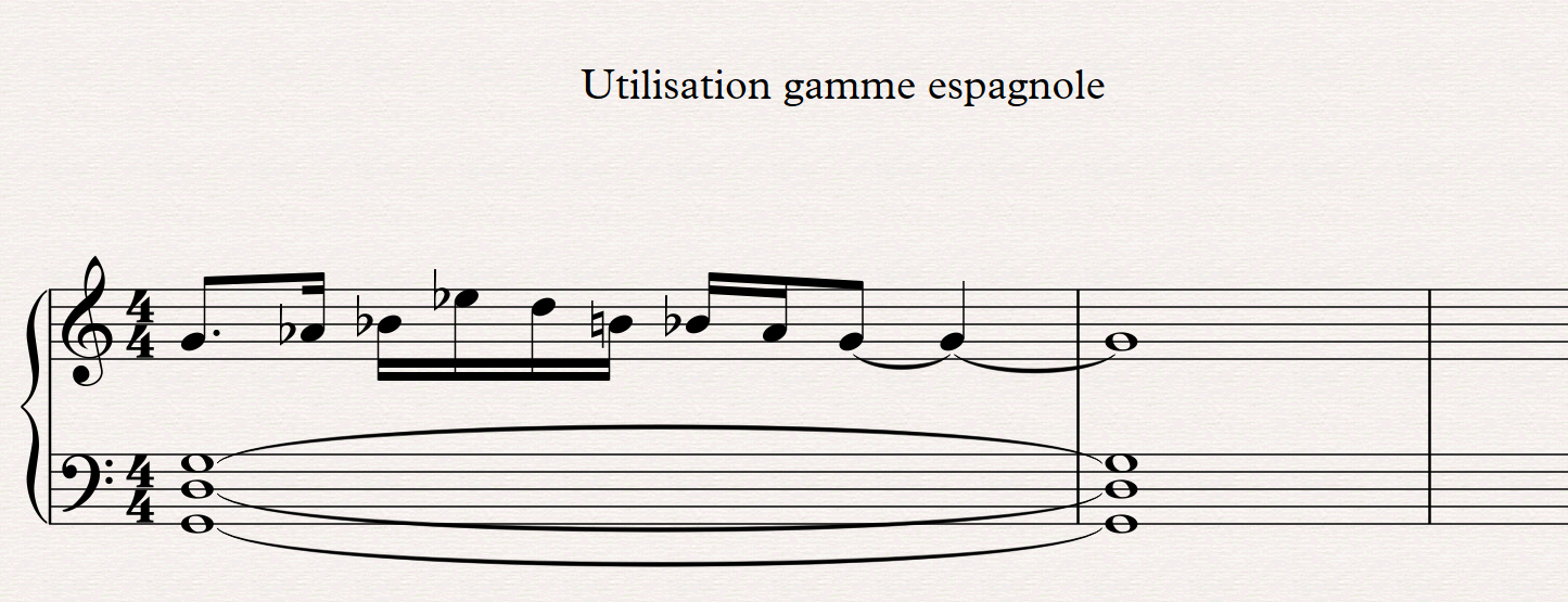 Th&eacute;orie musicale : 06 exemple gamme espagnole