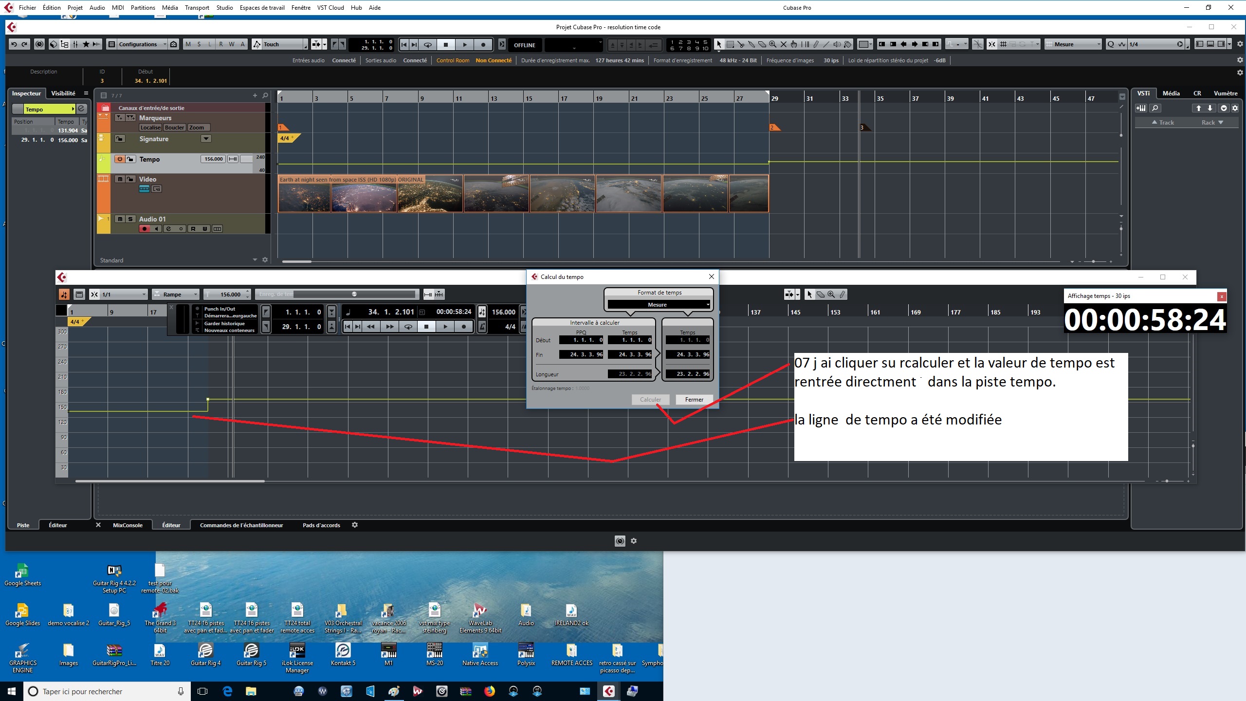 07 j ai cliquer su rcalculer et la valeur de tempo est rentrée directmeent dans la piste tempo