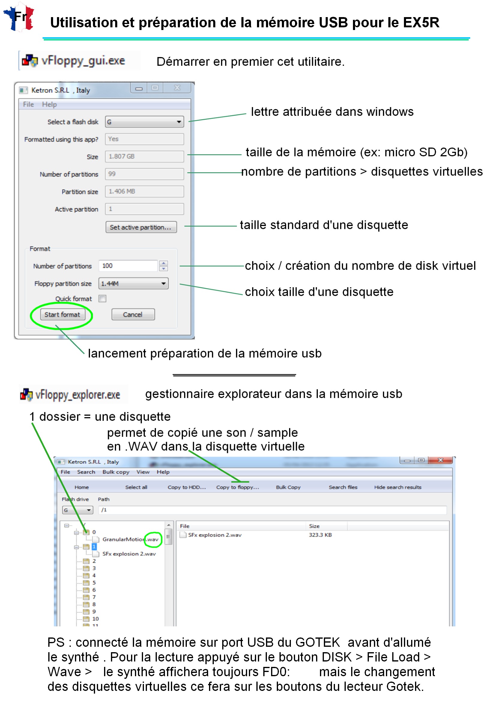 GOTEK notice disquette virtuel EX5R