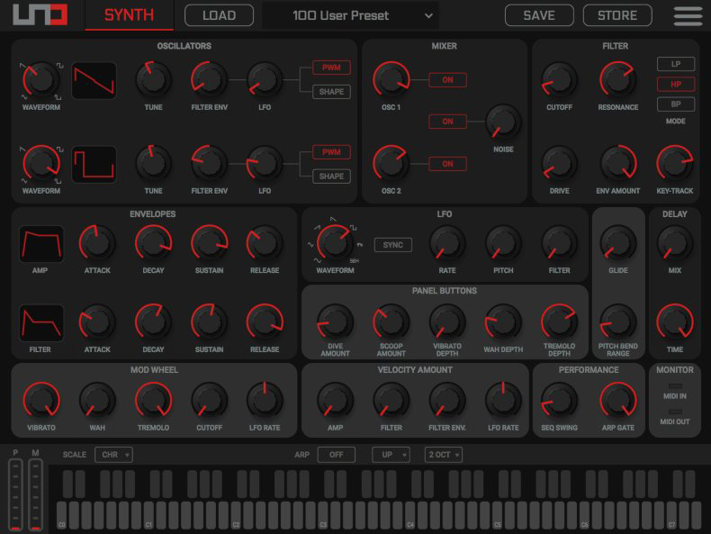 uno synth editor gui