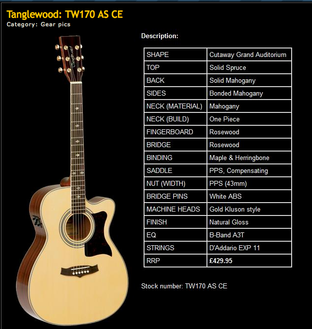 Tanglewood TW170 AS CE