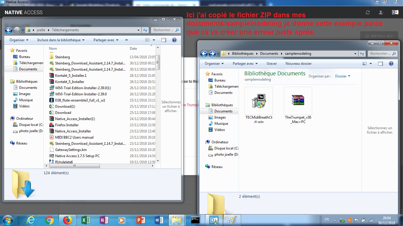 Native Instruments Kontakt 6 : 5 ici j'ai copier le fichier Trompette 3 de samplemodeling j ai créé dans document le nom de la marque