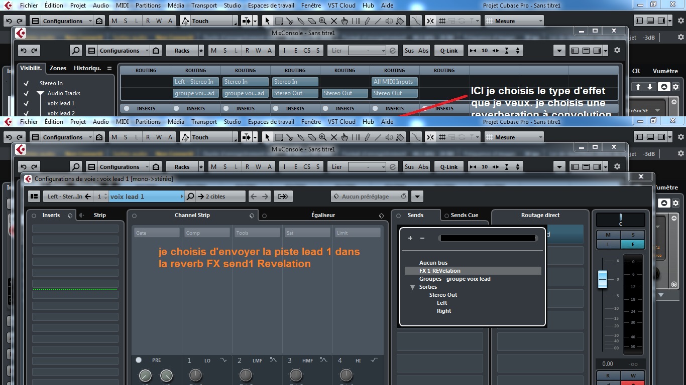 17 je choisis d'envoyer la piste lead 1 dans la reverb FX send1