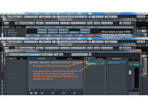 19 l envoie send est allumé et le niveau d'envoie est indique à cubase