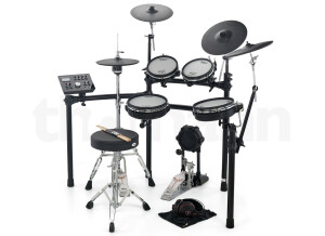 Roland TD-25KV V-Drum + charleyston + grosse caisse + siège + casque + baguettes.